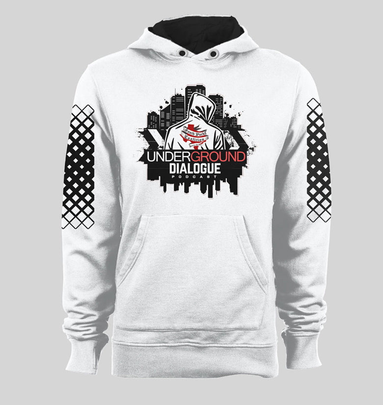 Underground Dialogue Podcast White & Black Logo Hoodie